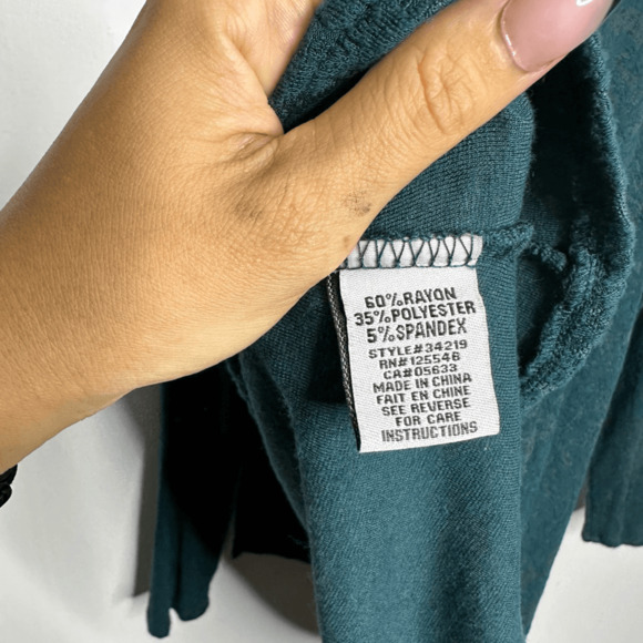 HABITAT Jacquard Wrap Tunic Forest Green TEAL knit long sleeve floral WOMENS S - Picture 6 of 7